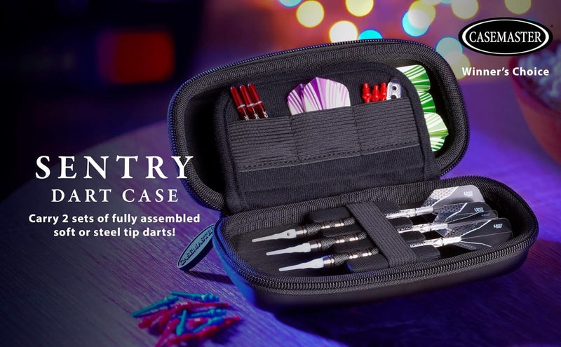 CASEMASTER Sentry Dart Case Slim EVA Shell for Steel and Soft Tip Darts, Hold 6 Darts and Features Built-in Storage for Flights, Tips and Shafts - Image 5